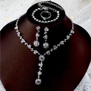 5pcs Rhinestone Floral Jewelry Set